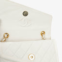 Chanel Small Tassel Flap Bag White Quilted Lambskin Bag