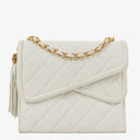 Chanel Small Tassel Flap Bag White Quilted Lambskin Bag