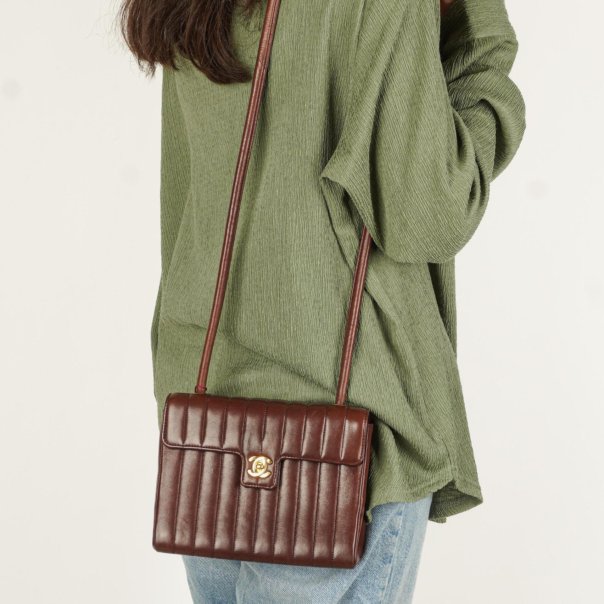 Chanel Small Vintage Classic Flap Bag In Chocolate Brown Vertical Quilted Lambskin And 24K Gold-Plated Hardware