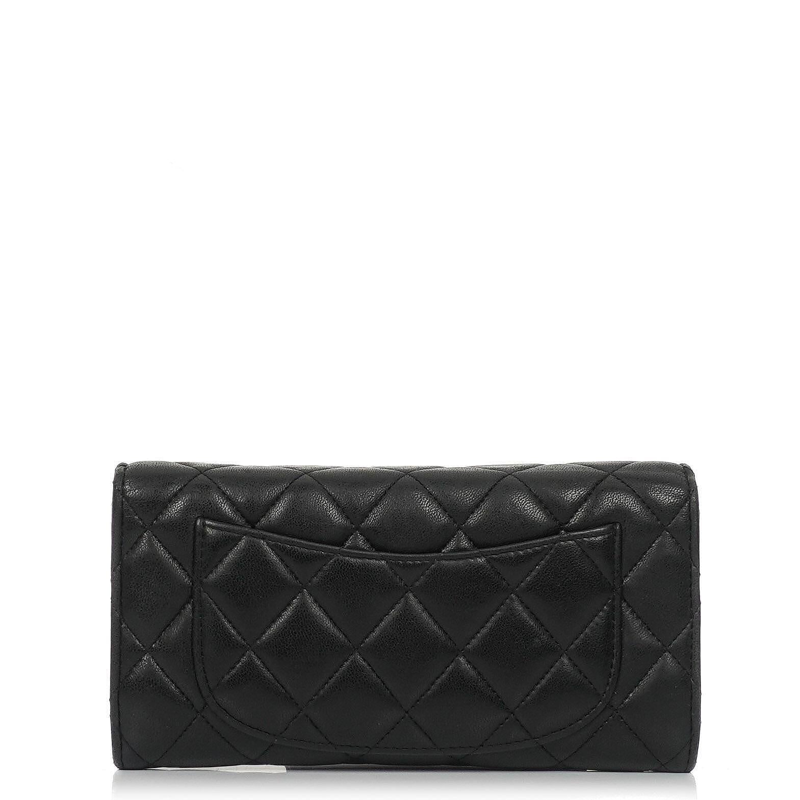Chanel So Black Large Quilted Lambskin Flap Wallet