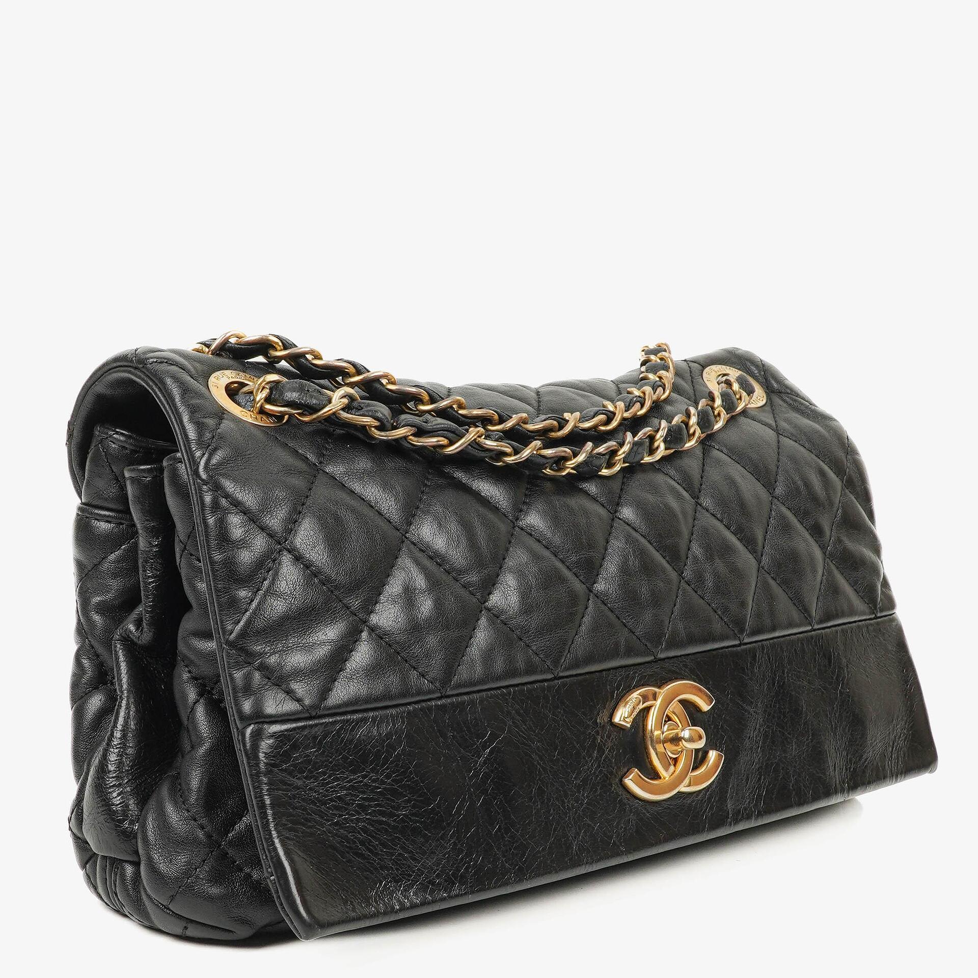 Chanel Soft Elegance Black Calfskin Quilted Flap Bag
