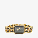 Chanel Stainless Steel Lambskin 20mm Chain Premiere Quartz Watch Gold L