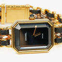 Chanel Stainless Steel Lambskin 20mm Chain Premiere Quartz Watch Gold L