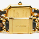 Chanel Stainless Steel Lambskin 20mm Chain Premiere Quartz Watch Gold L