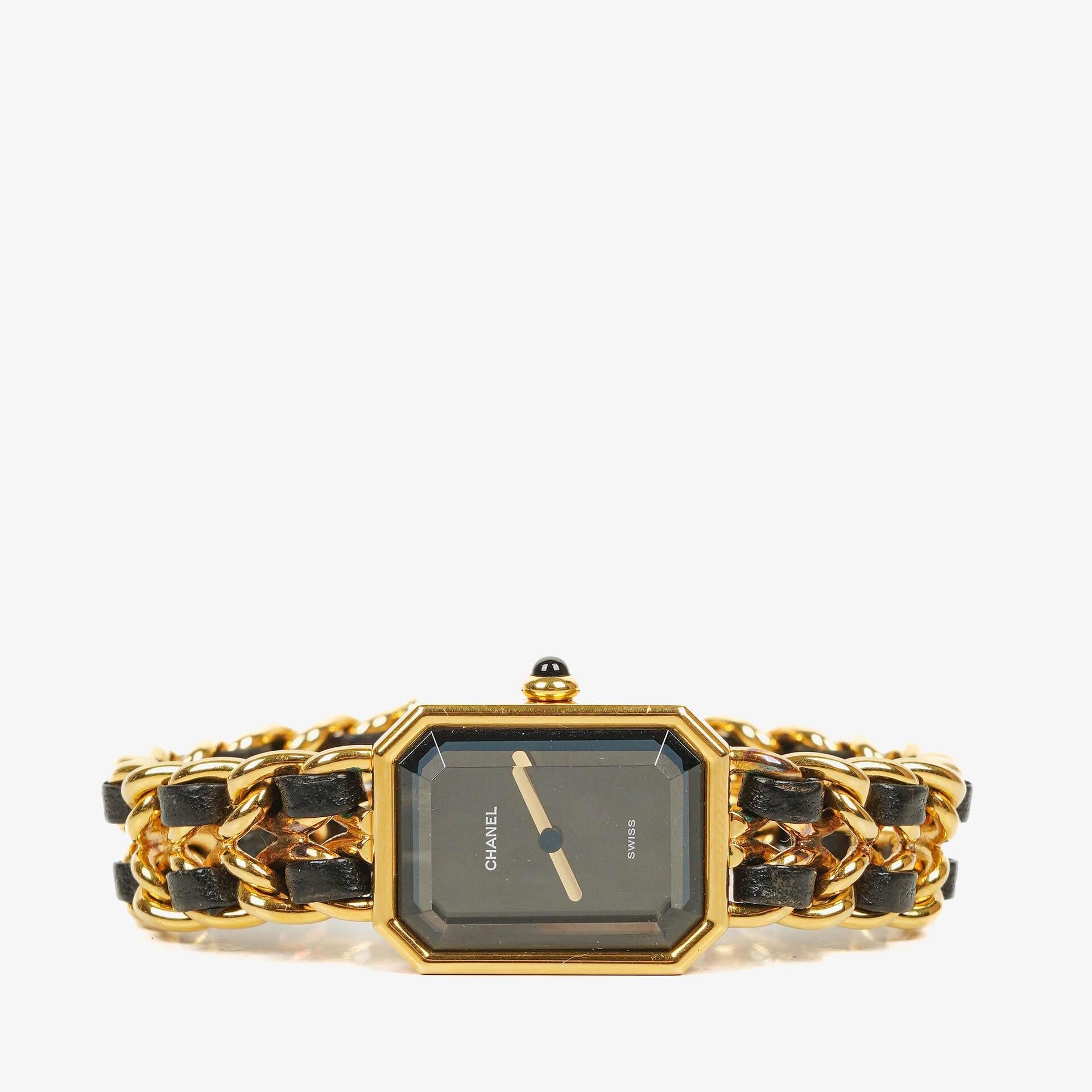 Chanel Stainless Steel Lambskin 20mm Chain Premiere Quartz Watch Gold M