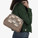 Chanel Beige Suede Patchwork Accordion Mademoiselle Flap