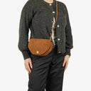 Chanel Suede Quilted Half Moon Full Flap Bag