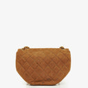 Chanel Suede Quilted Half Moon Full Flap Bag