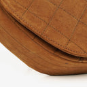 Chanel Suede Quilted Half Moon Full Flap Bag