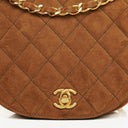 Chanel Suede Quilted Half Moon Full Flap Bag