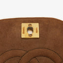 Chanel Suede Quilted Half Moon Full Flap Bag