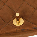 Chanel Suede Quilted Half Moon Full Flap Bag