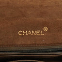 Chanel Suede Quilted Half Moon Full Flap Bag