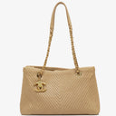 Chanel Surpique Tote Beige Chevron Quilted Calfskin Gold-Tone Hardware