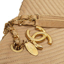 Chanel Surpique Tote Beige Chevron Quilted Calfskin Gold-Tone Hardware