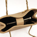 Chanel Surpique Tote Beige Chevron Quilted Calfskin Gold-Tone Hardware