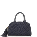 Chanel Timeless CC Medium Bowling Bag Navy Blue Quilted Caviar Gold Hardware 2004-2005
