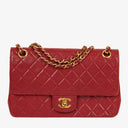 Chanel Timeless Classic Double Flap Bag Red Quilted Lambskin 24K Gold-Plated Hardware