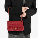 Chanel Timeless Classic Double Flap Bag Red Quilted Lambskin 24K Gold-Plated Hardware
