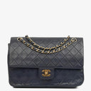 Chanel Timeless Classic Double Flap Navy Quilted Lambskin 24k Gold Plated Hardware