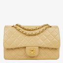 Chanel Timeless Classic Medium Double Flap Bag In Beige Quilted Lambskin And 24K Gold-Plated Hardware