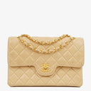 Chanel Timeless Classic Small Double Flap Bag In Beige Quilted Lambskin And 24K Gold-Plated Hardware