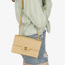Chanel Timeless Classic Small Double Flap Bag In Beige Quilted Lambskin And 24K Gold-Plated Hardware