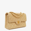 Chanel Timeless Classic Small Double Flap Bag In Beige Quilted Lambskin And 24K Gold-Plated Hardware