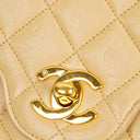 Chanel Timeless Classic Small Double Flap Bag In Beige Quilted Lambskin And 24K Gold-Plated Hardware