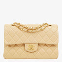 Chanel Timeless Classic Small Double Flap Bag In Beige Quilted Lambskin And 24K Gold-Plated Hardware