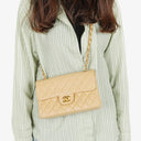 Chanel Timeless Classic Small Double Flap Bag In Beige Quilted Lambskin And 24K Gold-Plated Hardware