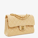 Chanel Timeless Classic Small Double Flap Bag In Beige Quilted Lambskin And 24K Gold-Plated Hardware