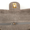 Chanel Timeless Classic Suede Chevron Medium Double Flap Bag With 24K Gold-Plated Hardware