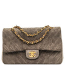 Chanel Timeless Classic Suede Chevron Medium Double Flap Bag With 24K Gold-Plated Hardware