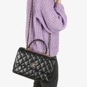Chanel Trendy CC Large Black Quilted Lambskin Dual Handle Flap Bag