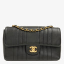 Chanel Vertical Black Quilted Lamabskin Medium Flap Bag 24K Gold-Plated Hardware