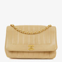 Chanel Vertical Quilted Vintage Flap Bag in Beige Lambskin