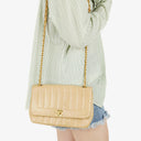 Chanel Vertical Quilted Vintage Flap Bag in Beige Lambskin