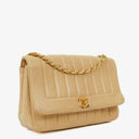 Chanel Vertical Quilted Vintage Flap Bag in Beige Lambskin