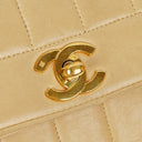 Chanel Vertical Quilted Vintage Flap Bag in Beige Lambskin