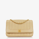 Chanel Vertical Quilted Vintage Flap Bag in Beige Lambskin