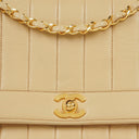 Chanel Vertical Quilted Vintage Flap Bag in Beige Lambskin