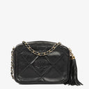 Chanel Vintage Camera Tassel Bag CC Black Quilted Leather