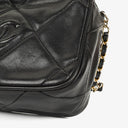 Chanel Vintage Camera Tassel Bag CC Black Quilted Leather