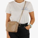 Chanel Vintage Camera Tassel Bag CC Front Pocket Beige Quilted Lambskin