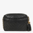 Chanel Vintage Camera Tassel Bag CC Black Lambskin