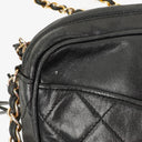 Chanel Vintage Camera Tassel Bag CC Front Pocket Black Quilted Lambskin