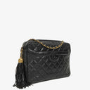 Chanel Vintage Camera Tassel Bag CC Front Pocket Black Quilted Lambskin