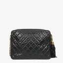 Chanel Vintage Camera Tassel Bag CC Front Pocket Black Quilted Lambskin