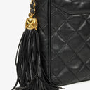 Chanel Vintage Camera Tassel Bag CC Front Pocket Black Quilted Lambskin
